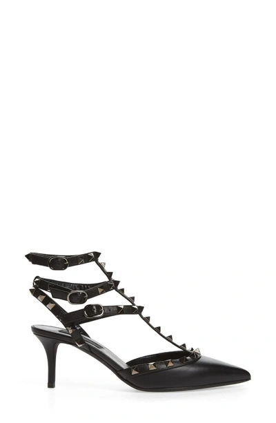 Shop Valentino 'rockstud' T-strap Pump In Black Leather