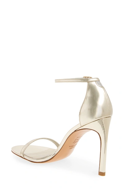 Shop Stuart Weitzman Nudistsong Ankle Strap Sandal In Pale Gold Glass