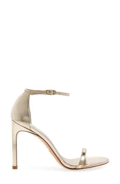 Shop Stuart Weitzman Nudistsong Ankle Strap Sandal In Pale Gold Glass