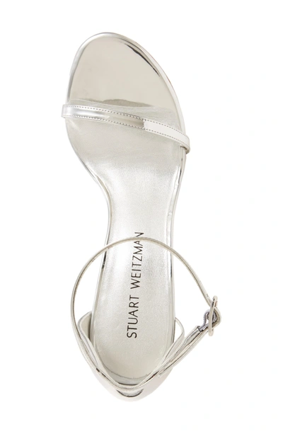 Shop Stuart Weitzman Nudistsong Ankle Strap Sandal In Tin Glass