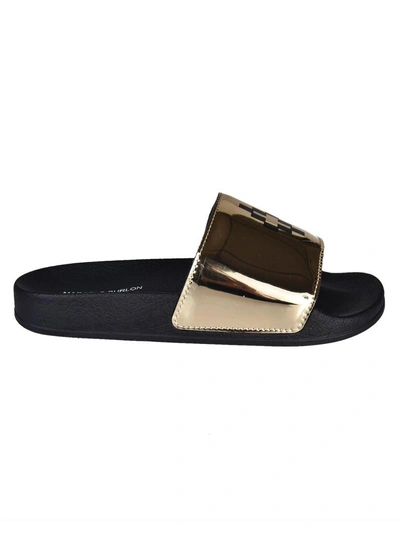 Shop Marcelo Burlon County Of Milan Kelly Pool Sliders In Gold-black