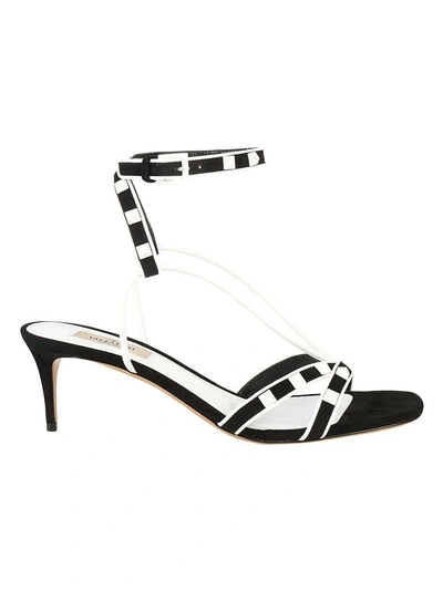 Shop Valentino Sandals In Nero-bianco Ottico