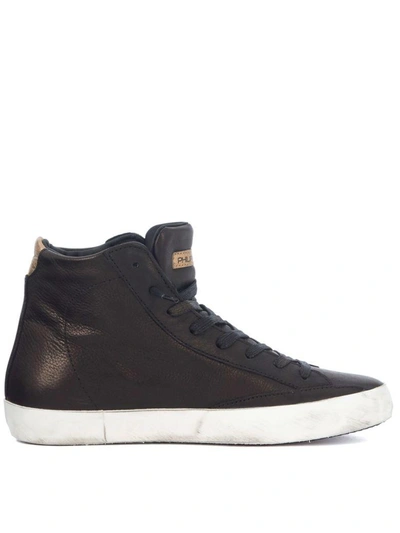 Shop Philippe Model Paris Bronze And Gold Leather Sneaker In Nero