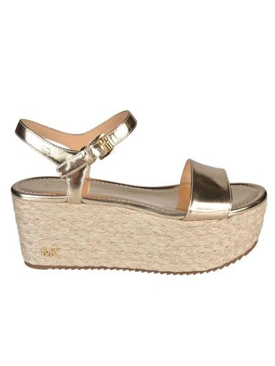 Shop Michael Michael Kors Nantucket Wedge Sandals In Pale Gold