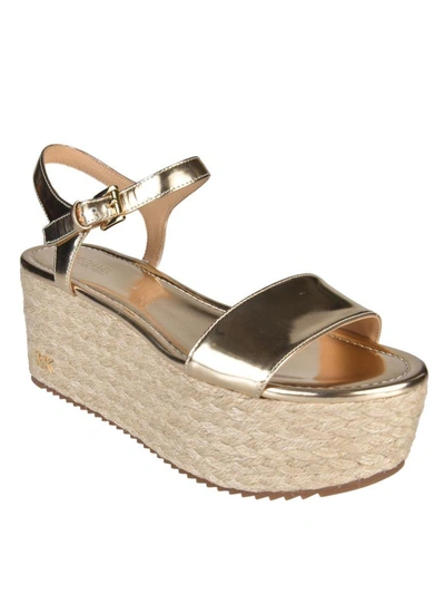 Shop Michael Michael Kors Nantucket Wedge Sandals In Pale Gold