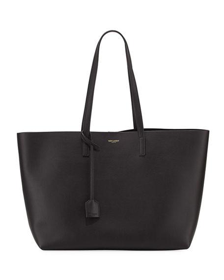 Saint Laurent East West Calfskin Shopping Tote Bag In Black | ModeSens