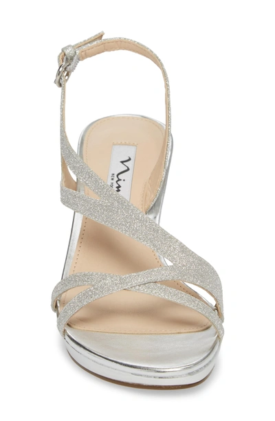 Shop Nina Nura Sandal In Silver Glitter Fabric