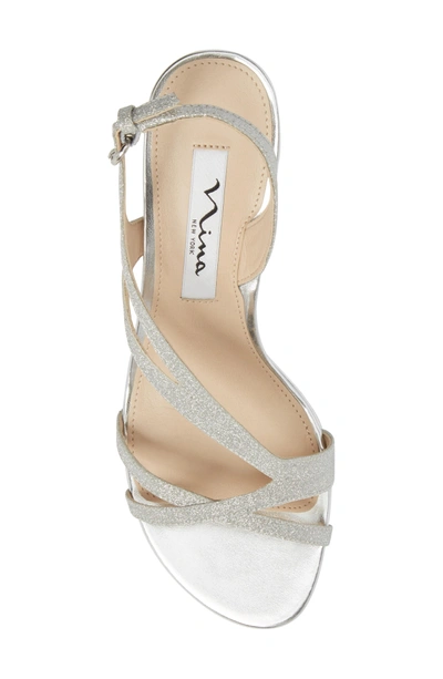 Shop Nina Nura Sandal In Silver Glitter Fabric