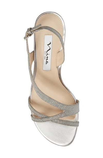 Shop Nina Nura Sandal In Stone Glitter Fabric