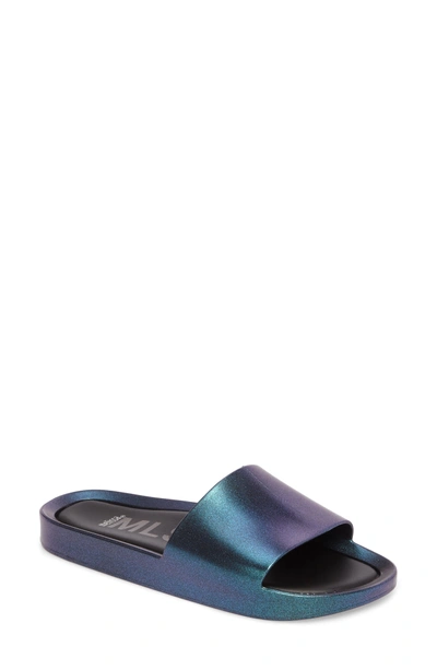 Shop Melissa Beach Slide Sandal In Blue Iridescent