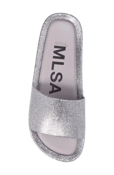 Shop Melissa Beach Slide Sandal In Silver Glass Glitter