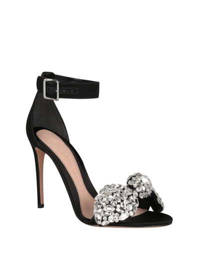 Shop Alexander Mcqueen Bow Embroidered Sandal In Nero