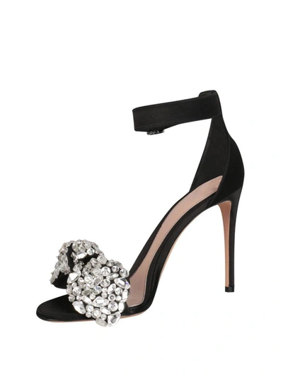Shop Alexander Mcqueen Bow Embroidered Sandal In Nero