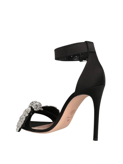 Shop Alexander Mcqueen Bow Embroidered Sandal In Nero