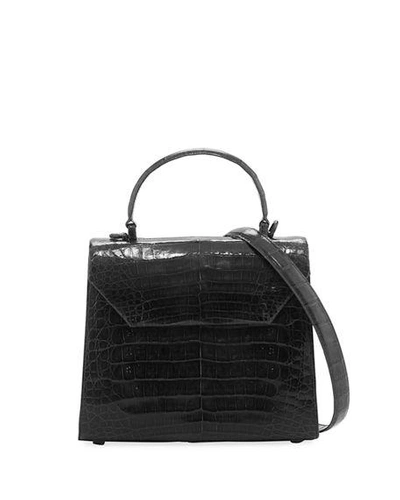 Shop Nancy Gonzalez Lily Medium Crocodile Lady Bag In Black