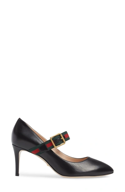 Shop Gucci Sylvie Mary Jane Pump In Black Leather