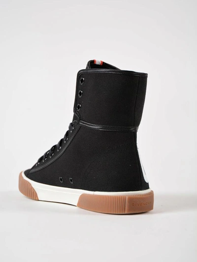 Shop Givenchy Logo Print Hi-top Sneakers In Black-white