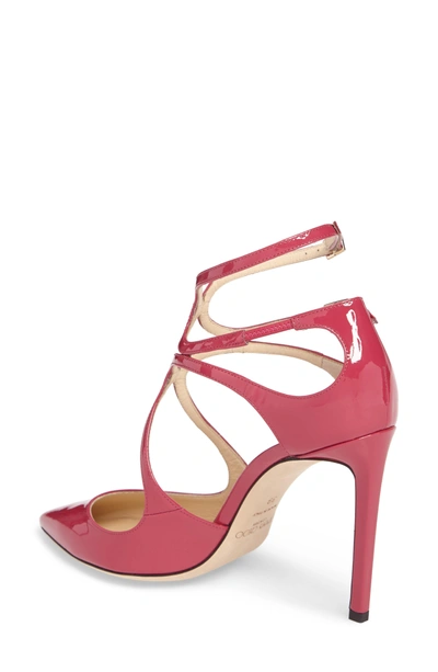 Shop Jimmy Choo Lancer Strappy Pump In Cerise Patent