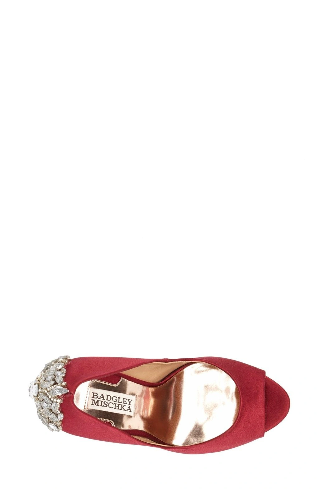 Badgley Mischka Women s Kiara Peep Toe Satin Platform High heel Pumps In Red Satin ModeSens