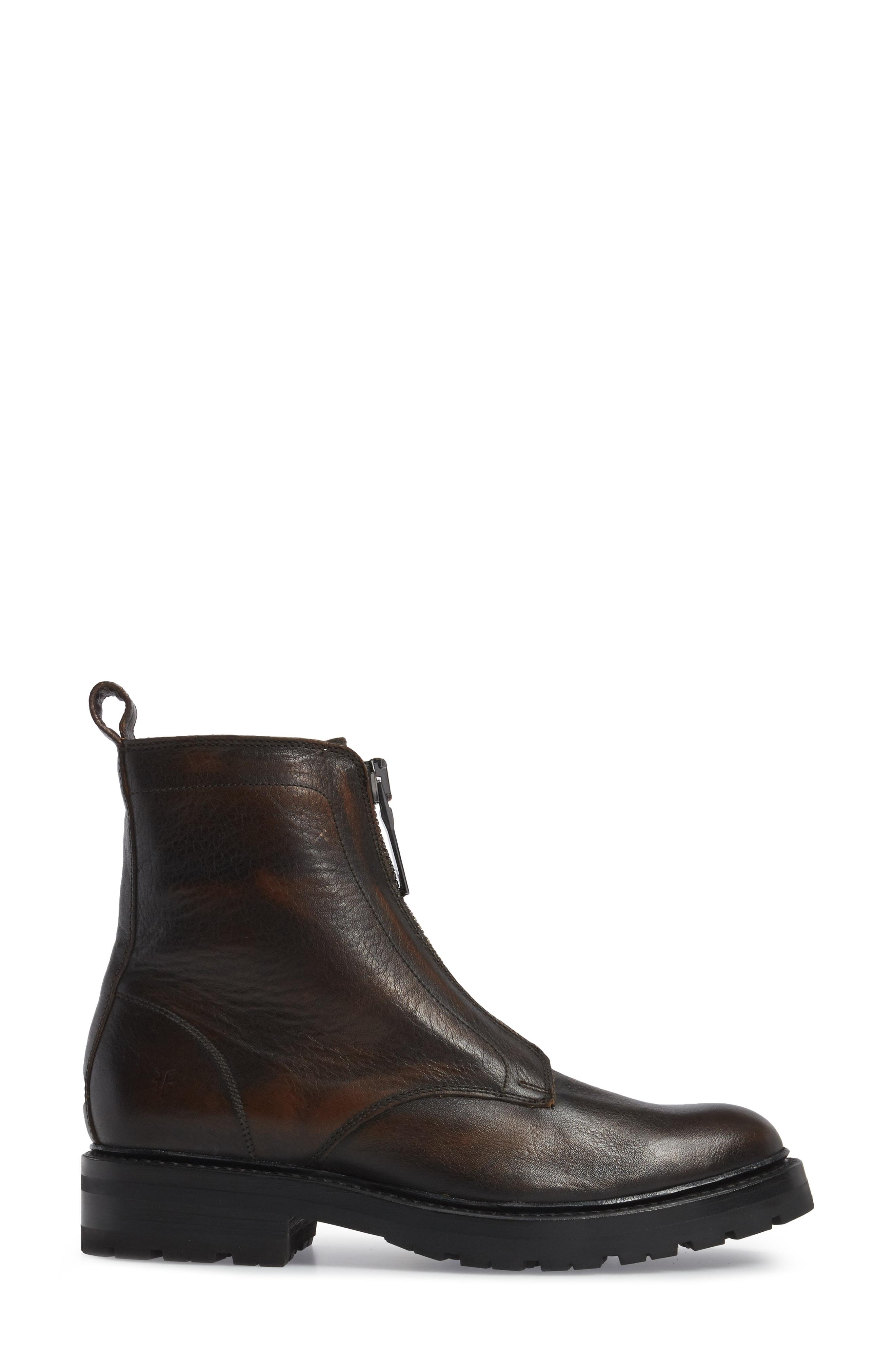 frye julie front zip combat boot