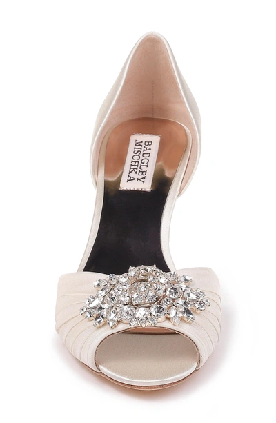 Shop Badgley Mischka Sabine Peep Toe Pump In Ivory Satin