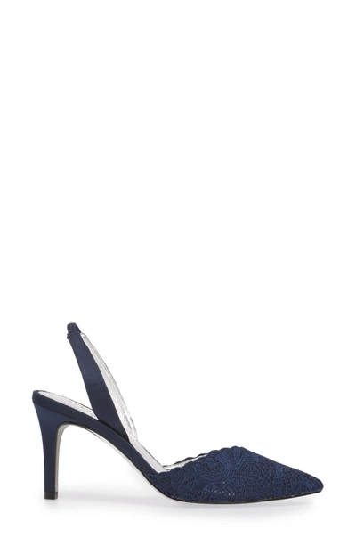 Shop Adrianna Papell Hallie Slingback Pump In Navy Attalie Lace Fabric
