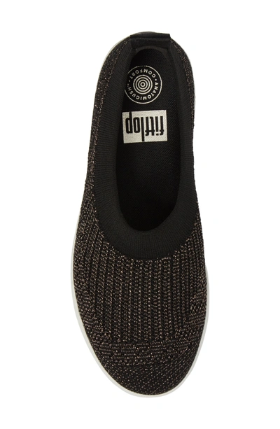 Shop Fitflop Uberknit(tm) Slip-on Ballerina Sneaker In Black/bronze Metallic