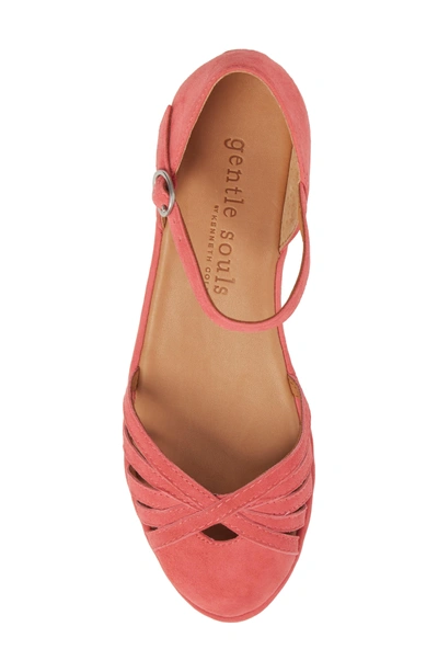 Shop Gentle Souls Naira Wedge In Coral Suede