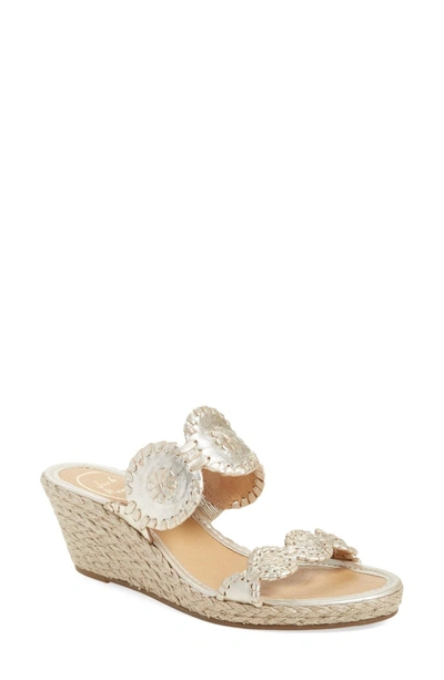 Shop Jack Rogers 'shelby' Whipstitched Wedge Sandal In Platinum