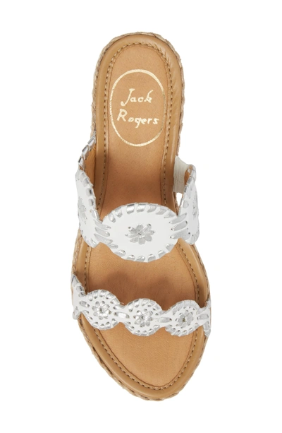 Shop Jack Rogers 'shelby' Whipstitched Wedge Sandal In White/ Silver Leather