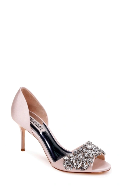 Shop Badgley Mischka Hansen Crystal Embellished Sandal In Light Pink Satin