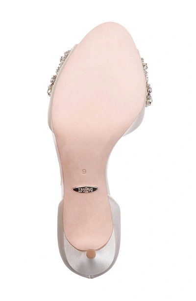 Shop Badgley Mischka Hansen Crystal Embellished Sandal In Ivory Satin