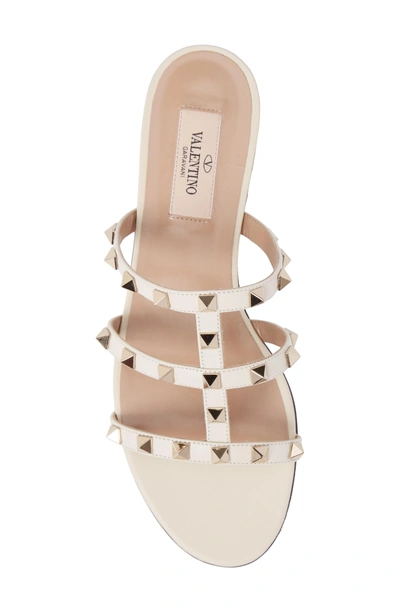 Shop Valentino Rockstud Slide Sandal In Light Ivory