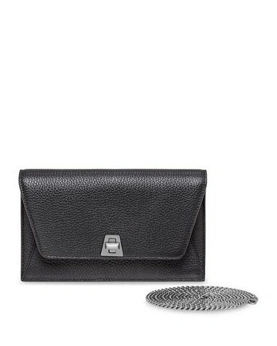 Shop Akris Anouk Cervo Leather Clutch Bag W/chain In Black