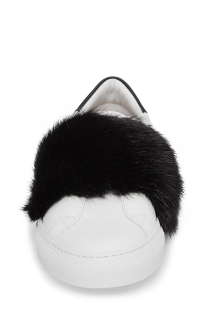 Shop Givenchy Urban Street Slip-on Sneaker With Genuine Mink Fur Trim In Black/ White Leather