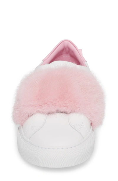 Shop Givenchy Urban Street Slip-on Sneaker With Genuine Mink Fur Trim In White/ Pink