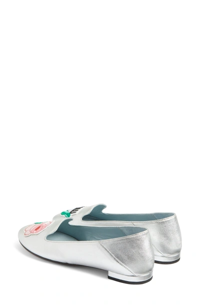 Shop Chiara Ferragni Flower Power Convertible Loafer Flat In Silver