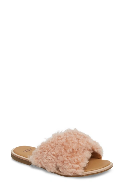 Shop Ugg Joni Genuine Shearling Slide Sandal In Suntan