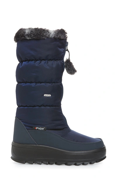 Shop Pajar Toboggan 2 Faux Fur Trim Insulated Waterproof Boot In Navy Fabric