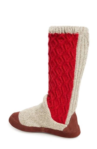 Shop Acorn Slouch Slipper Boot In Red Cable Fabric