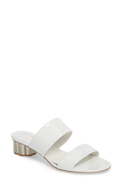 Shop Ferragamo Belluno Double Band Slide Sandal In White