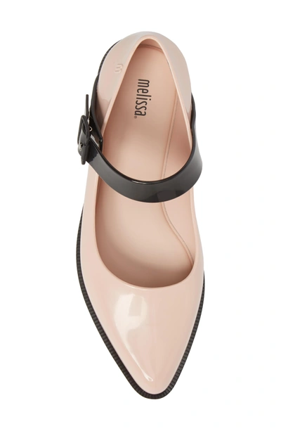 Shop Melissa Pointy Toe Mary Jane Flat In Pearl Pink
