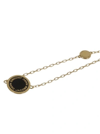 Shop Marc Jacobs Logo Disk Bracelet In Black-gold