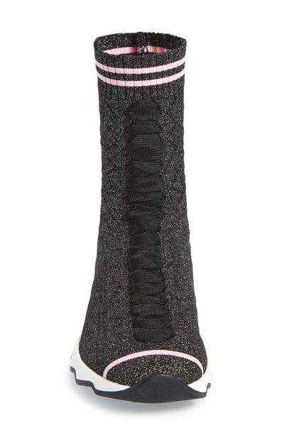Shop Fendi Rockoko High Top Sock Sneaker In Black/ Pink