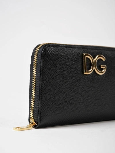 Shop Dolce & Gabbana Logo Plaque Zip Around Wallet In Nero