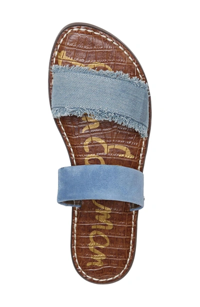 Shop Sam Edelman Gala Two Strap Slide Sandal In Mid Blue Denim Fabric