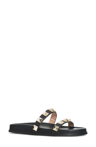 Shop Valentino Rockstud Lock Slide Sandal In Black