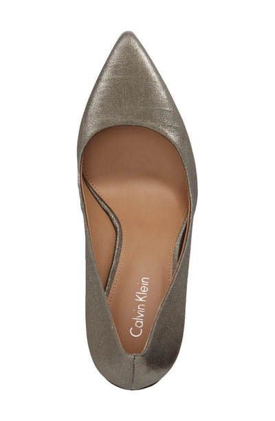 Shop Calvin Klein 'gayle' Pointy Toe Pump In Anthracite Linen