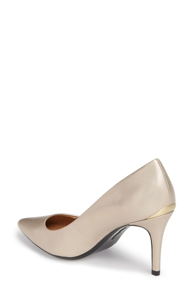 Shop Calvin Klein 'gayle' Pointy Toe Pump In Blush/ Gold Leather