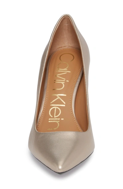 Shop Calvin Klein 'gayle' Pointy Toe Pump In Blush/ Gold Leather